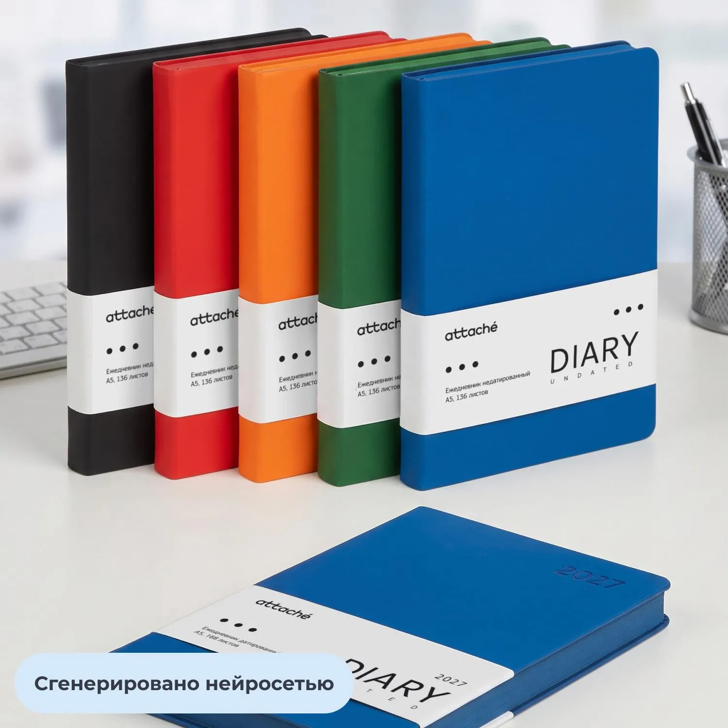 Ежедневник недатированный Attache СОФТ ТАЧ А5 136л иск.кожа син(синий срез) - фото 25