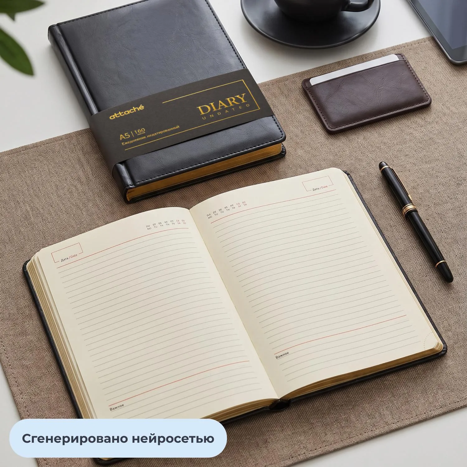 Ежедневник недатированный Attache А5 160л иск.кожа чёрный (золотистый срез) - фото 27