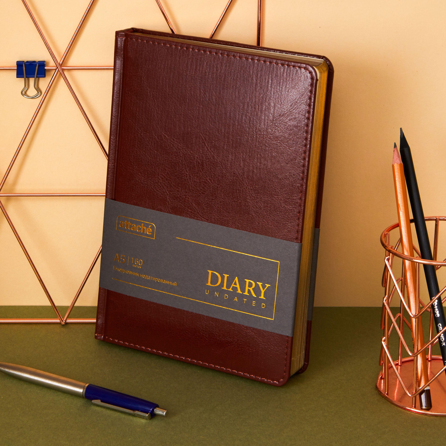 Ежедневник недатированный ATTACHE Gold А5,143х210мм, 160л,  коричневый - фото 17