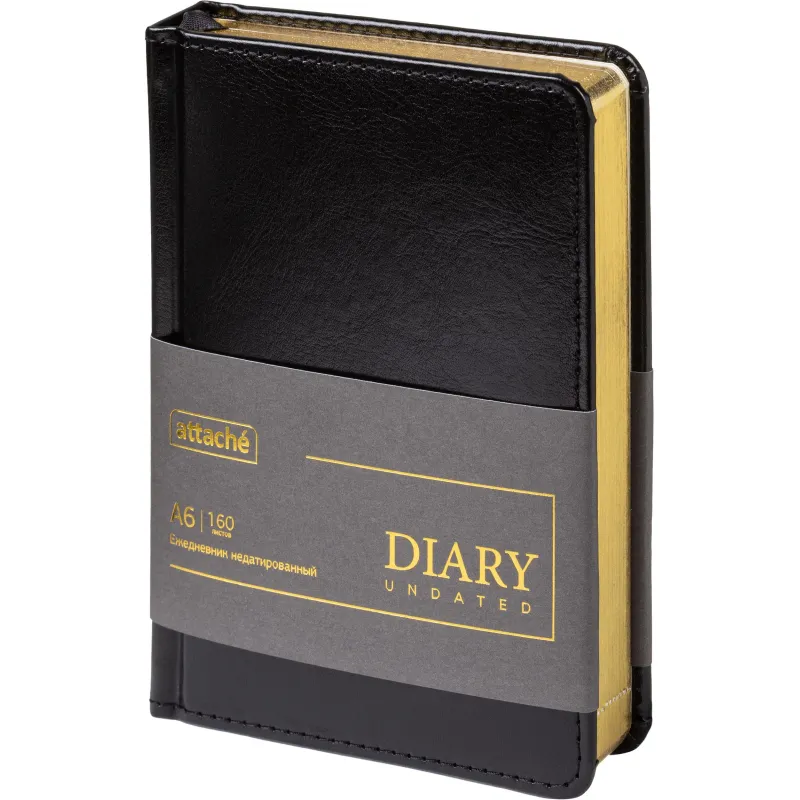 Ежедневник недатированный ATTACHE Gold А6, 160л, черный - фото 1