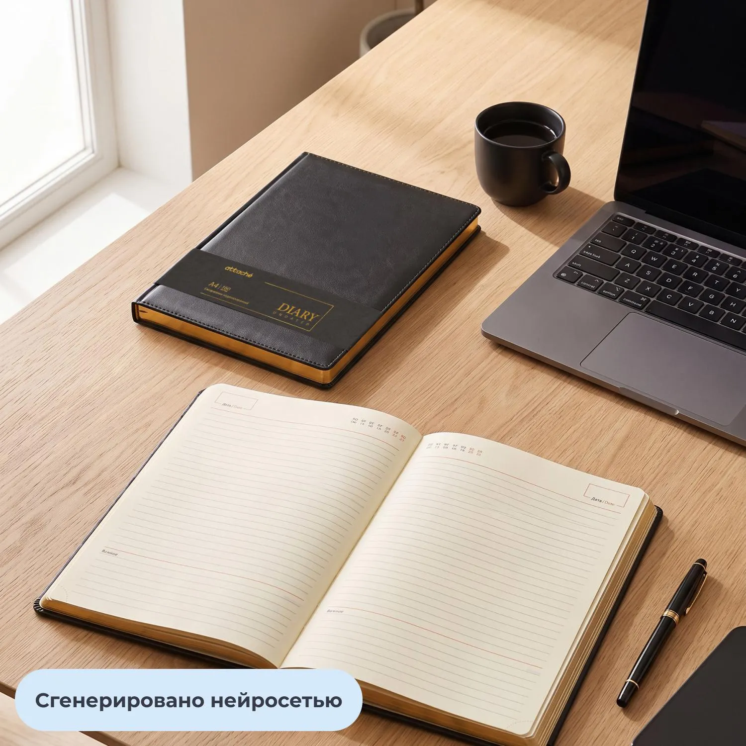 Ежедневник недатированный Attache А4 160л иск.кожа чёрный (золотистый срез) - фото 30
