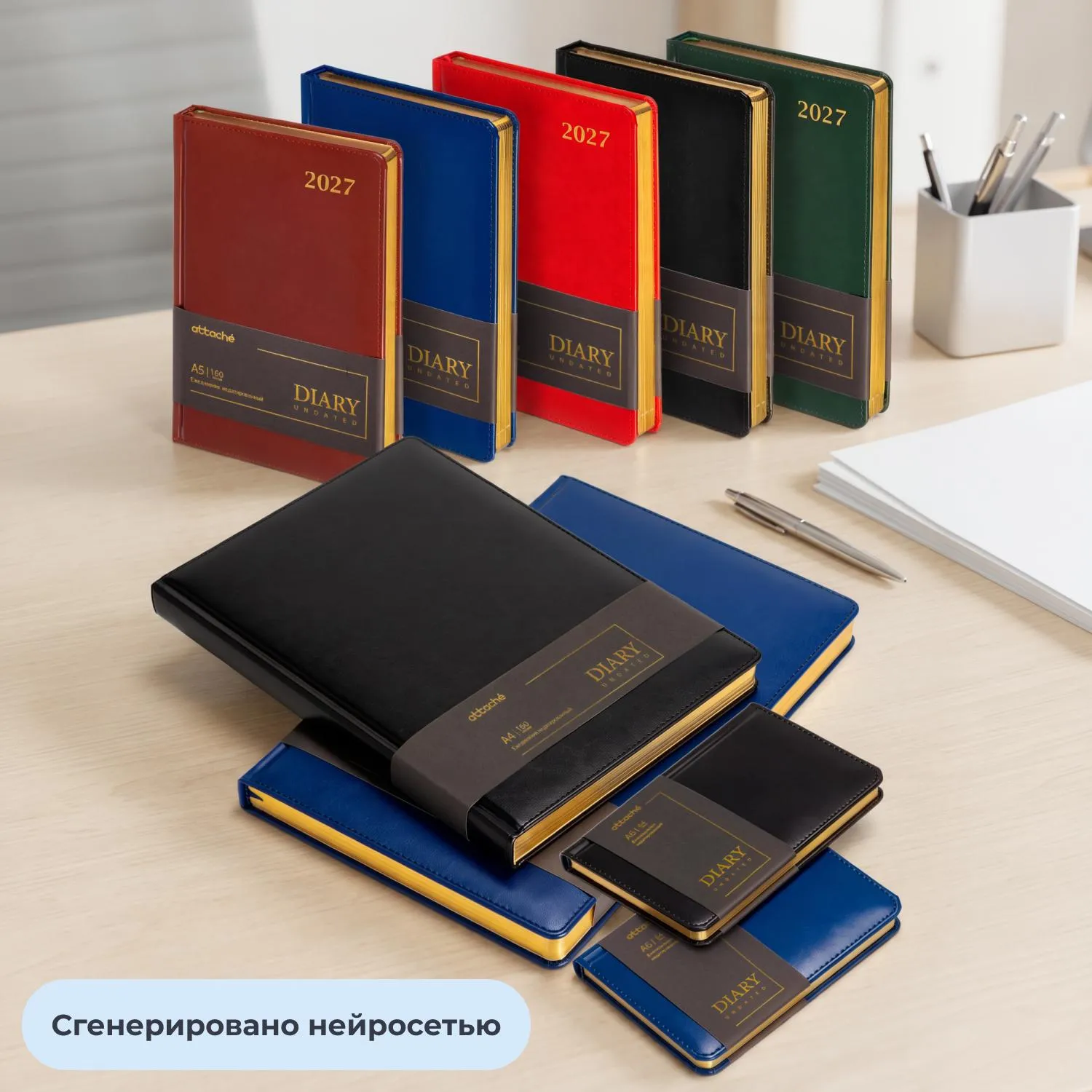 Ежедневник недатированный Attache А4 160л иск.кожа чёрный (золотистый срез) - фото 31