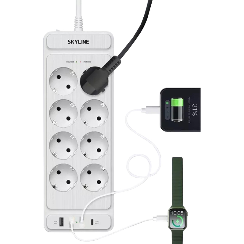 Сетевой фильтр SKYLINE USP-830 White PD3.0(S00003694) - фото 5