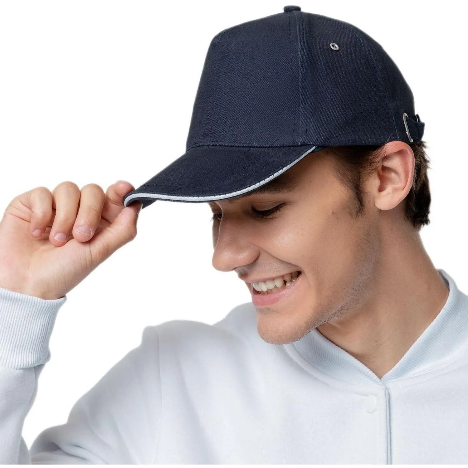 Бейсболка Classic, темно-синяя с белым кантом - фото 1