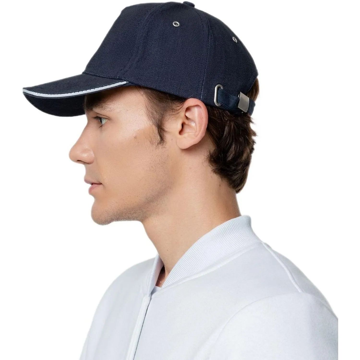 Бейсболка Classic, темно-синяя с белым кантом - фото 2