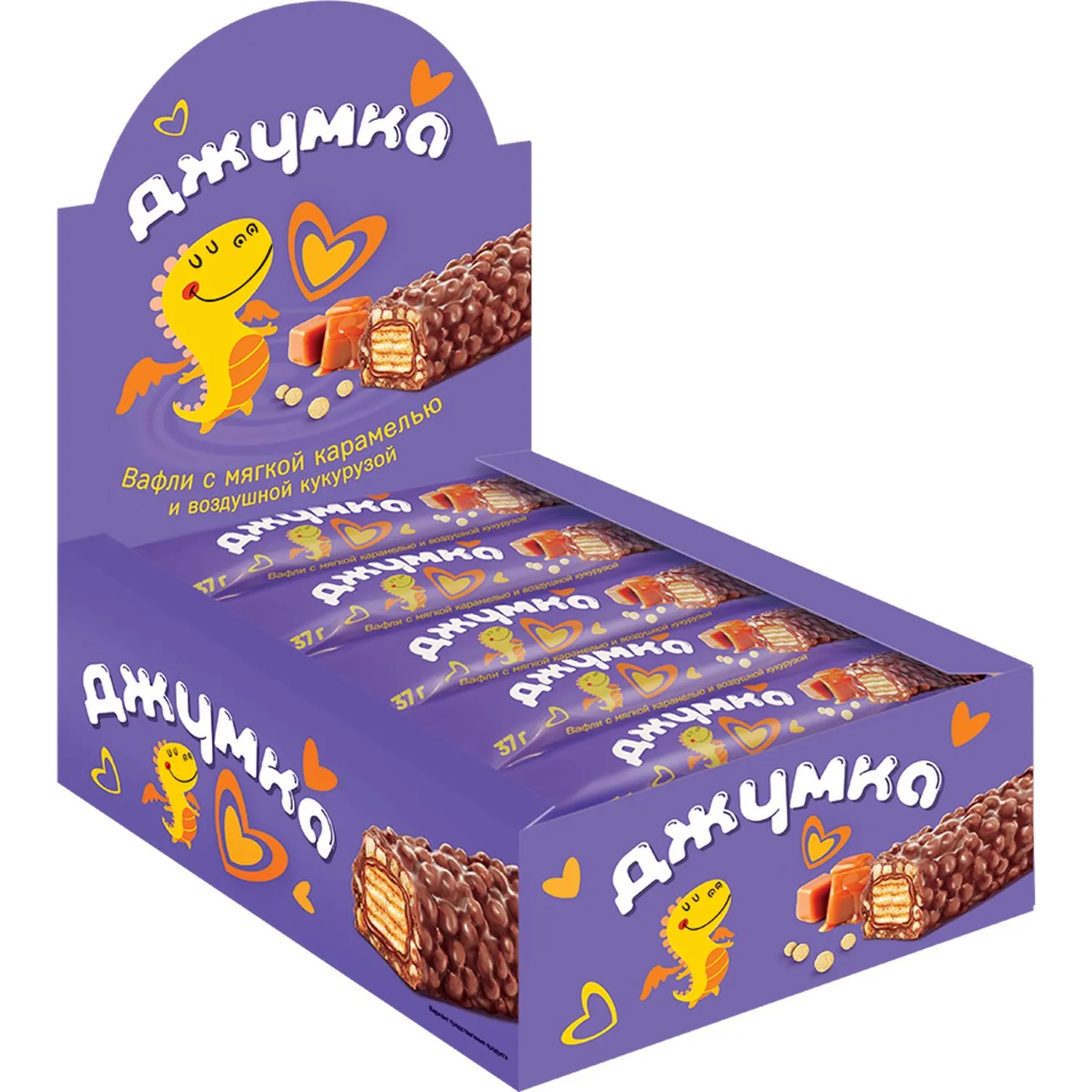Вафли Джумка с мягкой карамелью и воздушной кукурузой,ш/б 37гx15шт/уп,ЯК329 - фото 1
