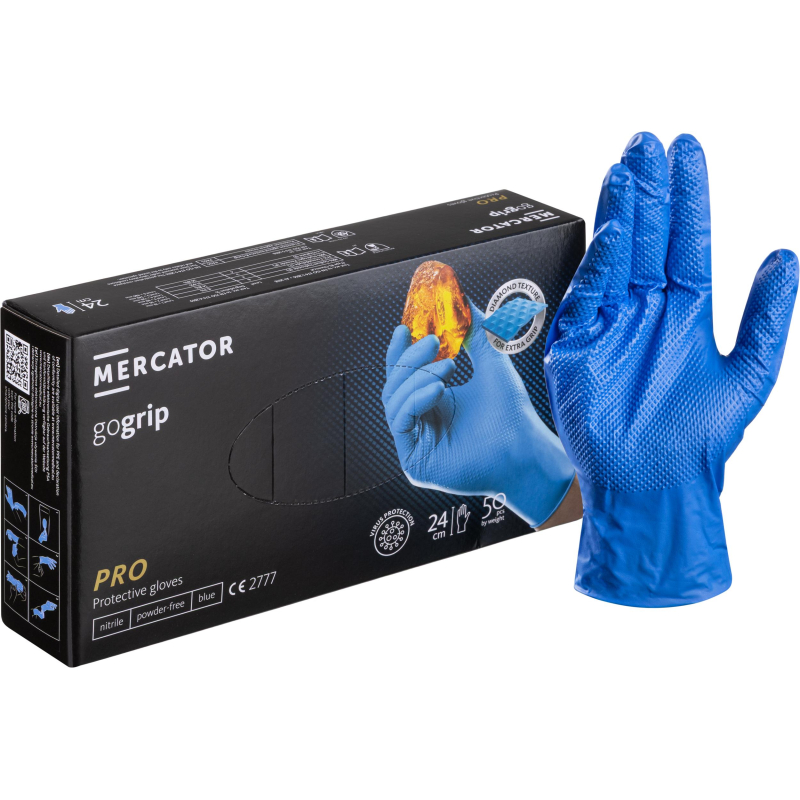 Перчатки одноразовые нитрил GOGRIP BLUE цв.голубой (25пар/уп) рXL,ПС - фото 1