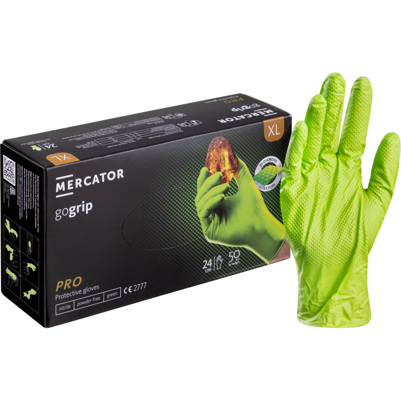 Перчатки одноразовые нитрил GOGRIP GREEN цв.зеленый (25пар/уп) рXL,ПС - фото 1