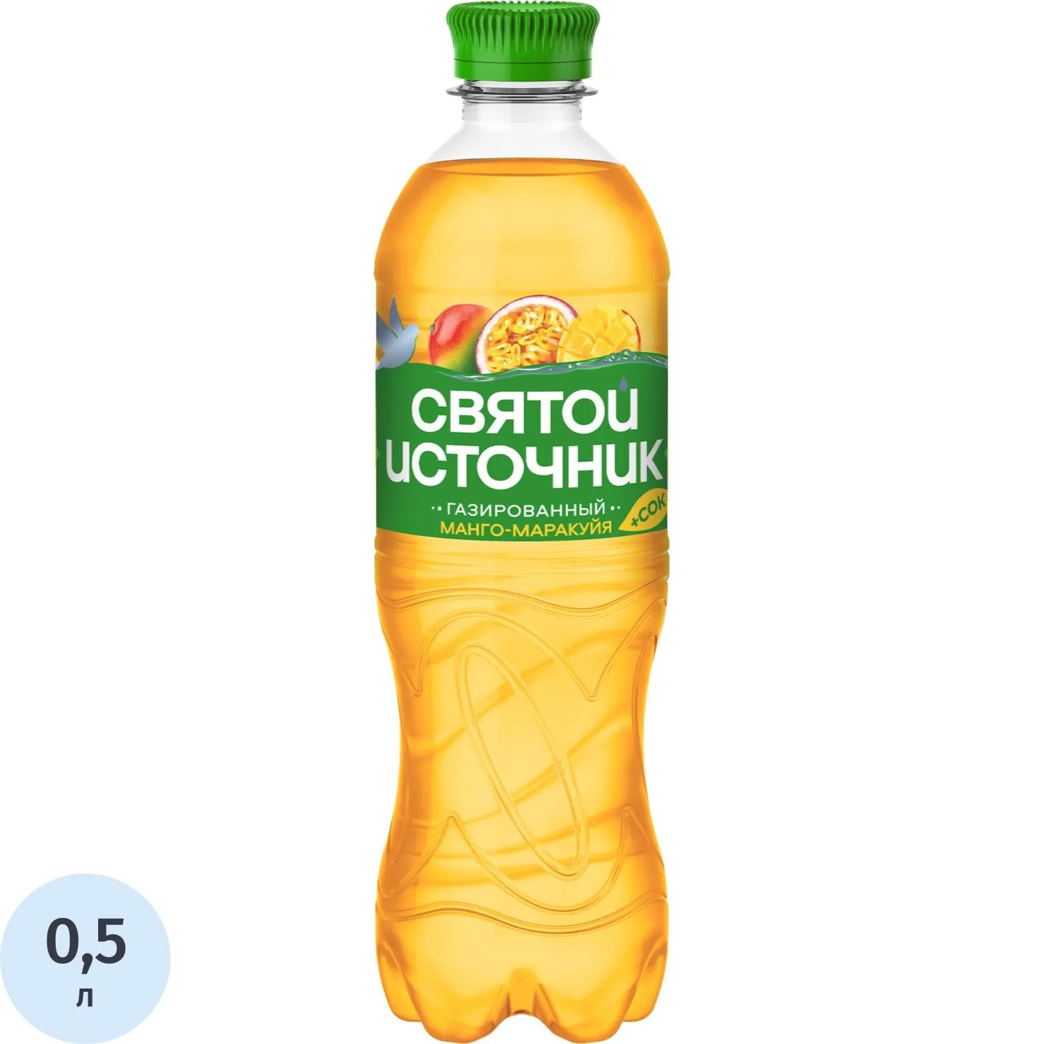 Вода питьевая Святой Источни Вода+Сок со вкусом манго-маракуйя газ 0,5л - фото 1