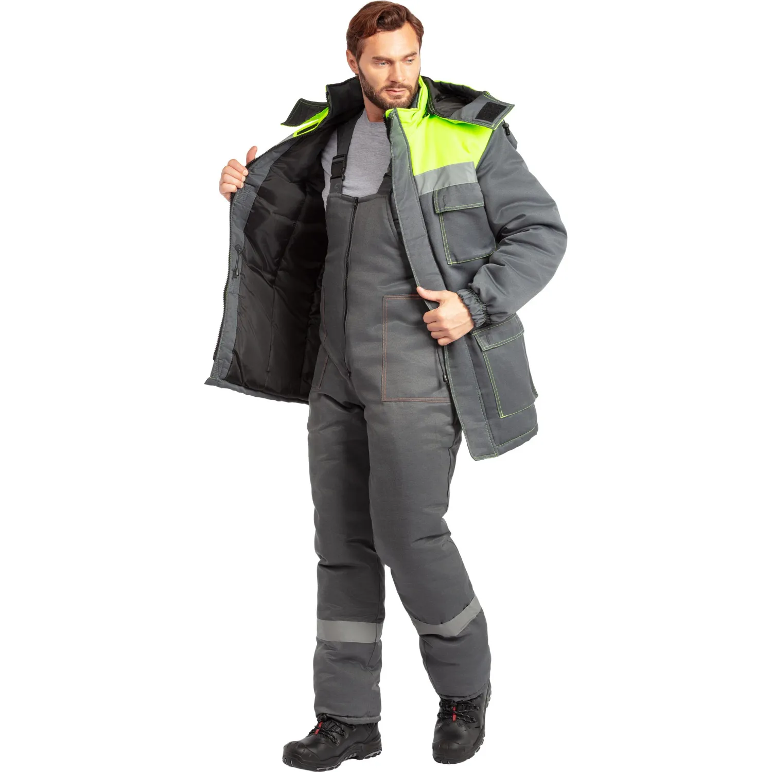 Куртка зим муж з08 сер/лайм с СОП 112-116/158-164 - фото 21