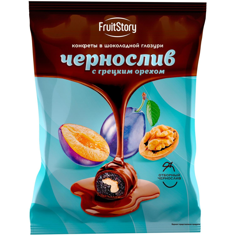 Конфеты Fruitstory чернослив с грец. орехом в темн.шоколаде глазирован 500г - фото 1