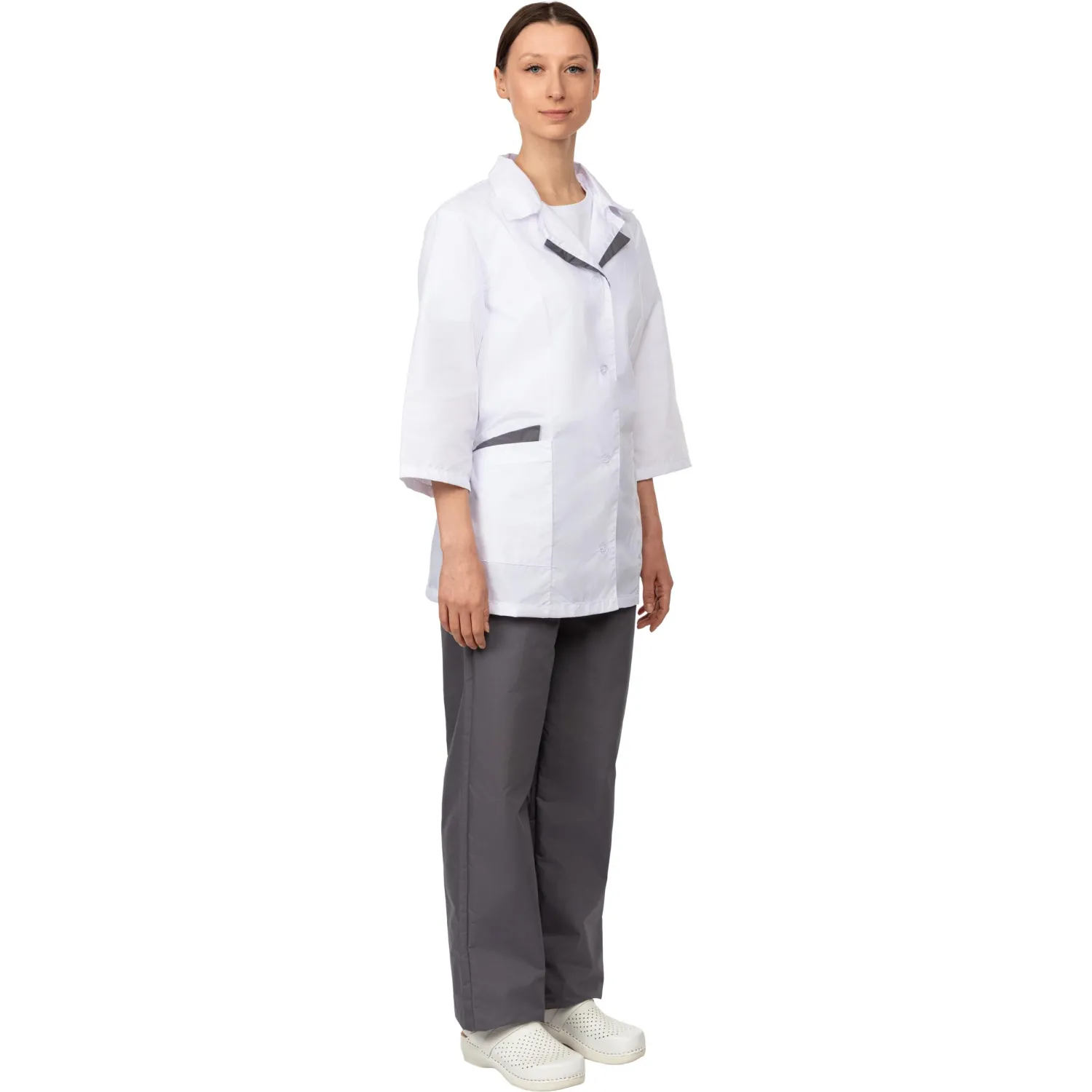 Костюм жен (куртка, бр) м01 бел/сер 80-84/170-176 - фото 3