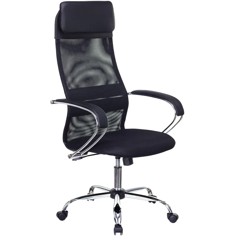 Кресло 0MX_VB_EChair-655/SL/BL TTW сетка/ткань черный хром - фото 1