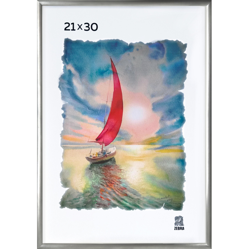 Рамка алюминиевая, 21х30, серебро, PS стекло - фото 1