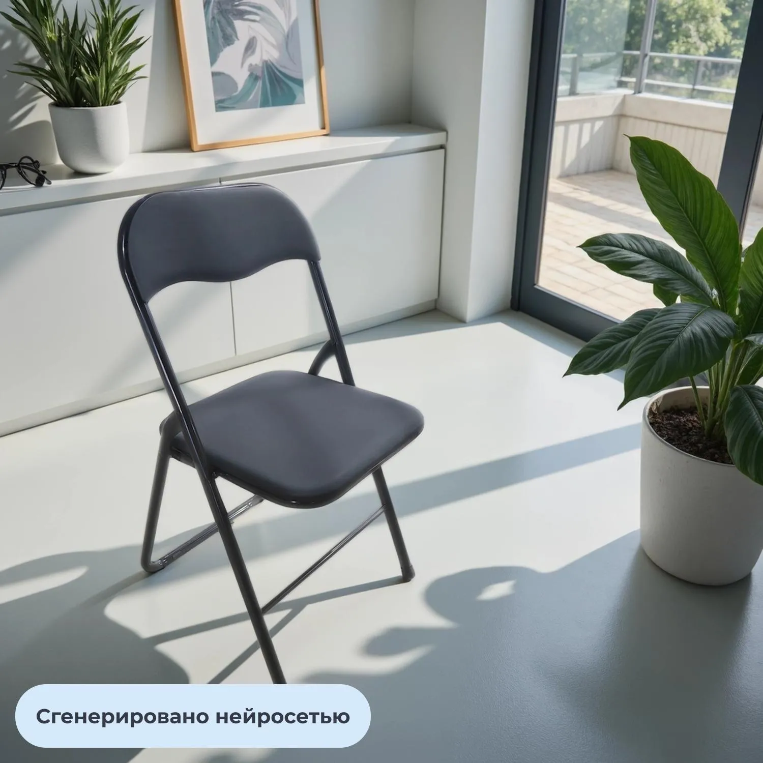 Стул складной ЮТК Easy Chair экокожа, черный 78х45х46,5см - фото 2