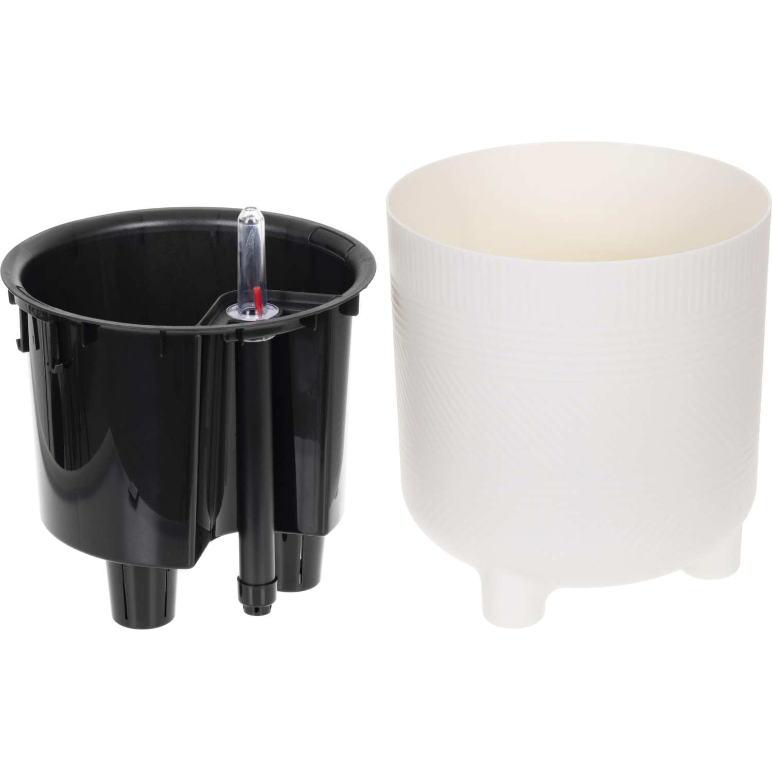 Кашпо ШЭНК D180мм 3,6л с вставкой и с автополивом, белый ротанг,М 3241 - фото 3