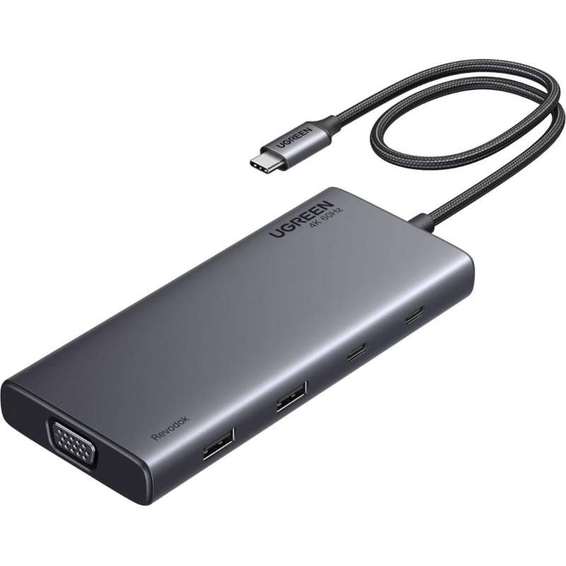Разветвитель USB UgreenCM639(35588)Revodok8in1 4K@60HzHDMI/VGA/USB-C;A/PDср - фото 1