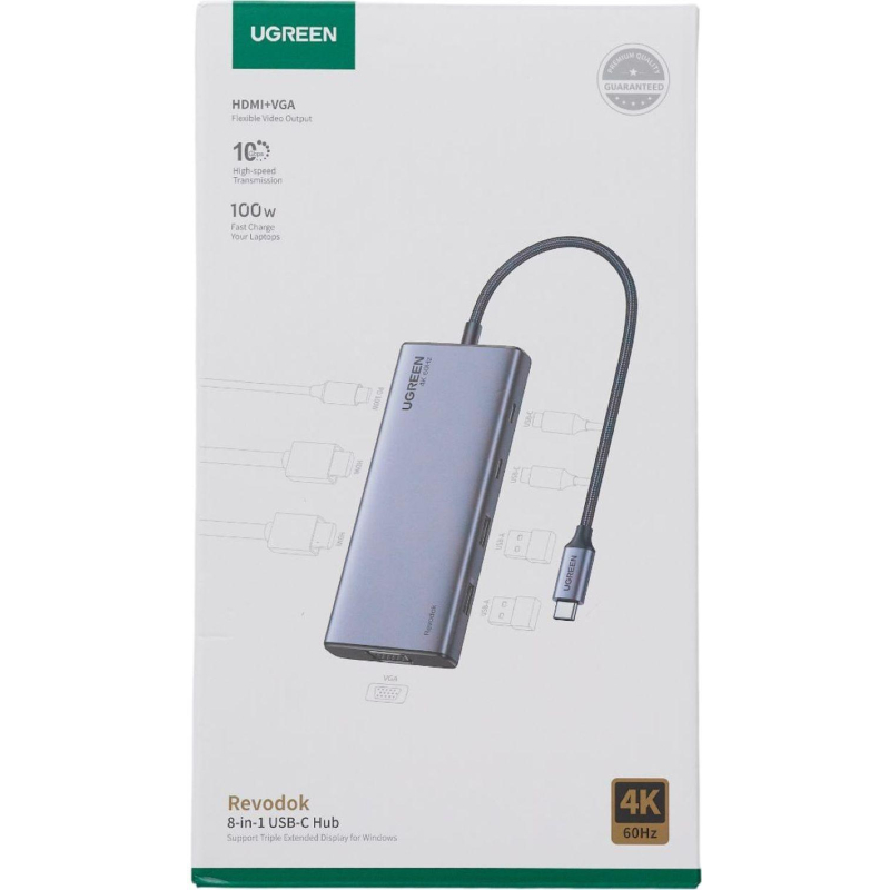 Разветвитель USB UgreenCM639(35588)Revodok8in1 4K@60HzHDMI/VGA/USB-C;A/PDср - фото 4