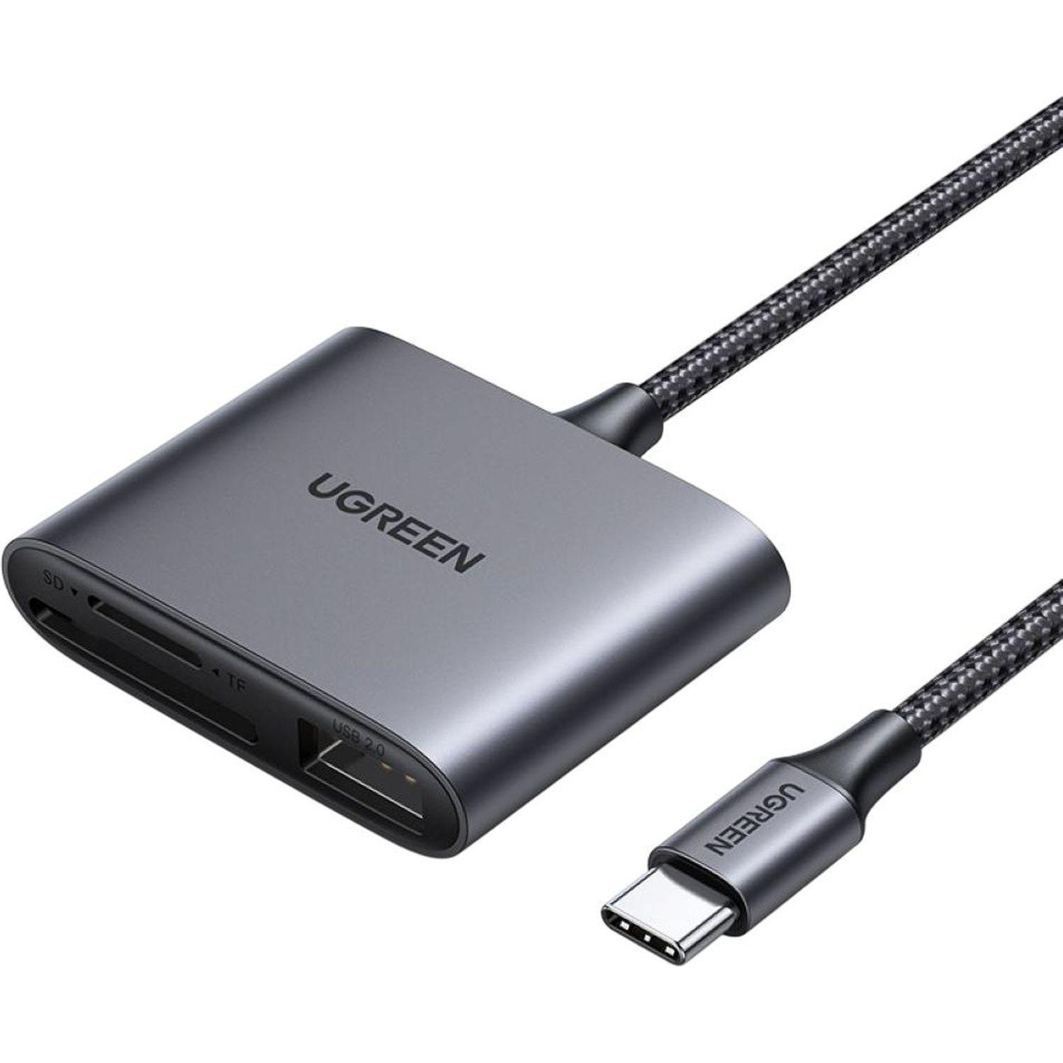 Картридер Ugreen CM387 (80798) USB-C to SD/TF + USB 2.0 серый - фото 1
