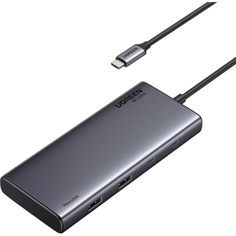 Разветвитель USB Ugreen CM639(35625)8in1 4K@60Hz USB-C/USB-A/HDMI/DP/PD сер - фото 1