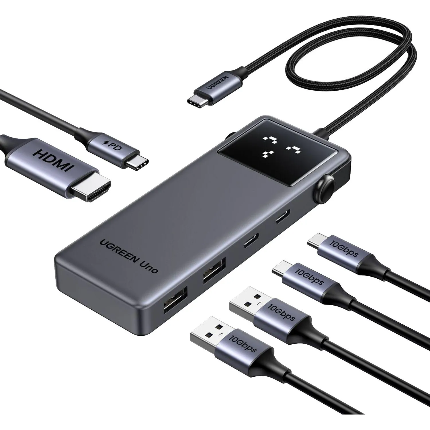Разветвитель USB Ugreen CM888(35998)UNO6in1 4K@60Hz USB-C/HDMI/USB-A/PD сер - фото 2