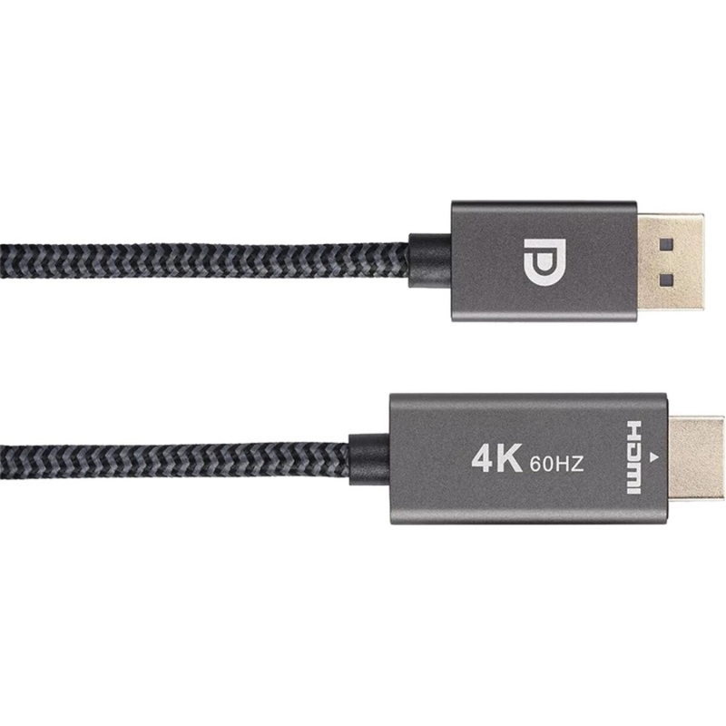 Кабель Telecom (TA561M-1.8M) DisplayPort M-&gt; HDMI M 4K@60Hz 1.8m оплетка - фото 3