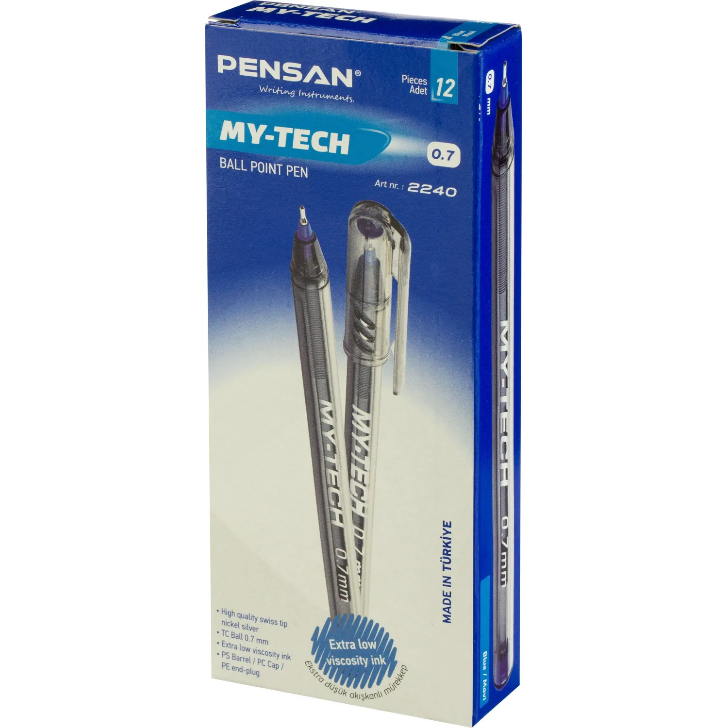 Ручка шариковая неавтомат. PENSAN My-Tech игол.након.0,7мм син 12шт/уп 2240 - фото 6