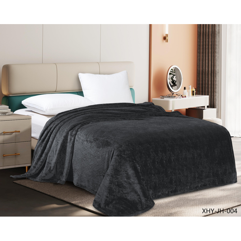 Плед велсофт  150х200см графит тиснение 260гр 19-4215 G - фото 1