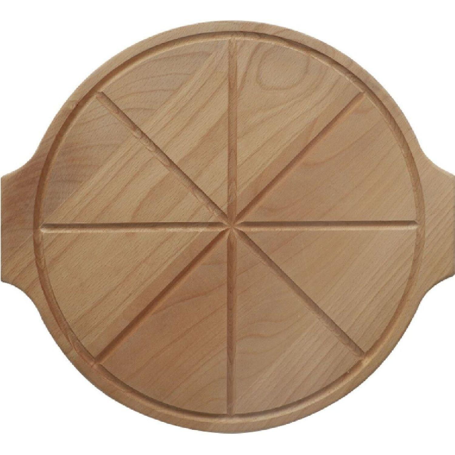 Доска для пиццы разделочная с 8 делениями,с руч.d=350х20 бук промаслен.8897 - фото 1