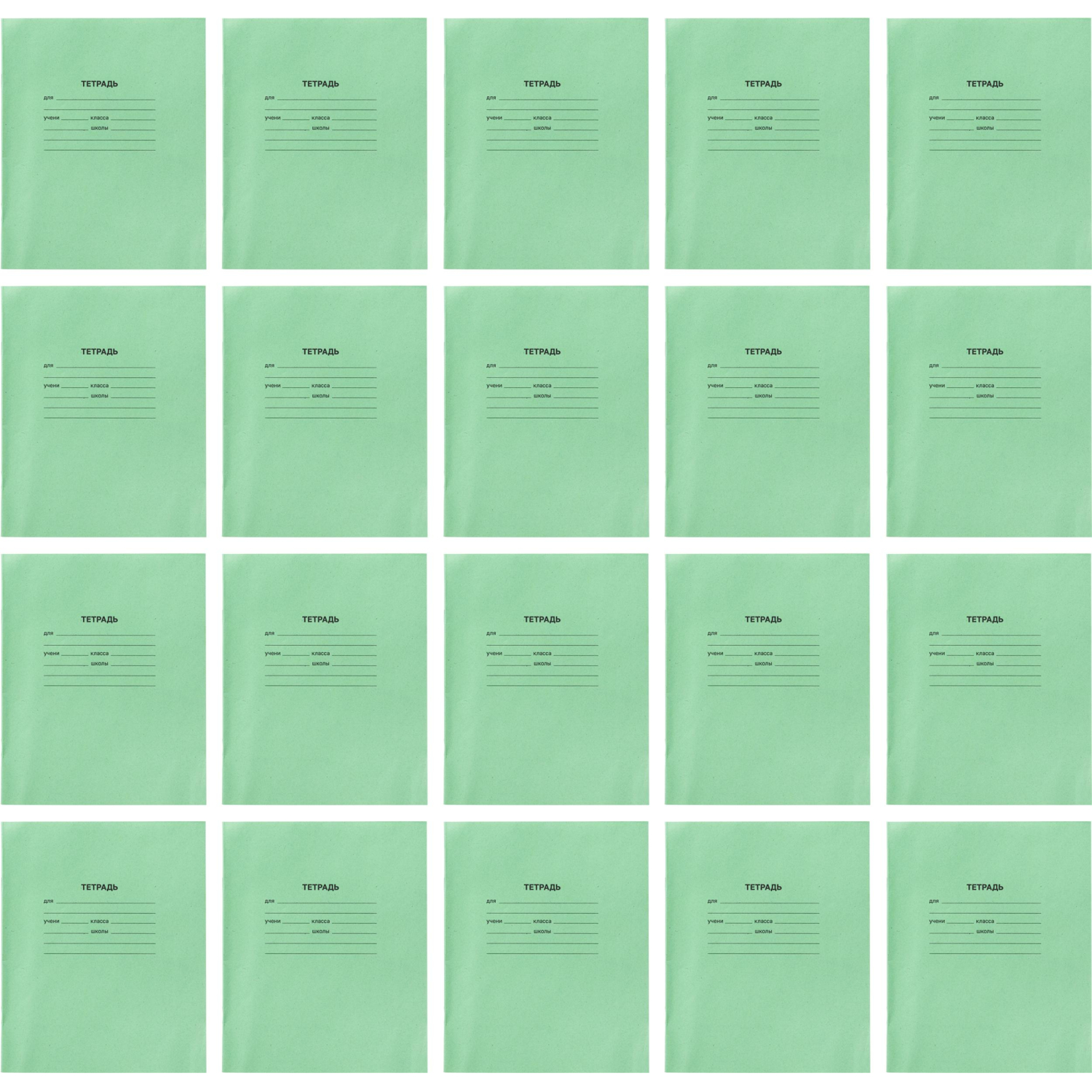 Тетрадь в зеленом офсете 12л,частая косая линия уп. по 20 шт.,100% белизна - фото 2