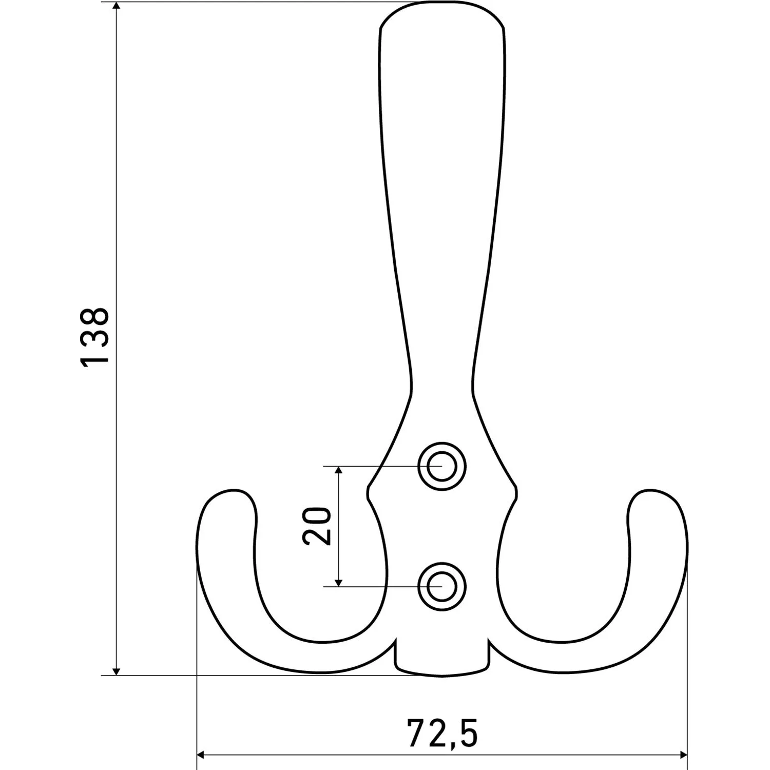 Вешалка настенная УЗК_Крючок трехрожковый СТАНДАРТ 306 А BL (15843)мат.чер - фото 3
