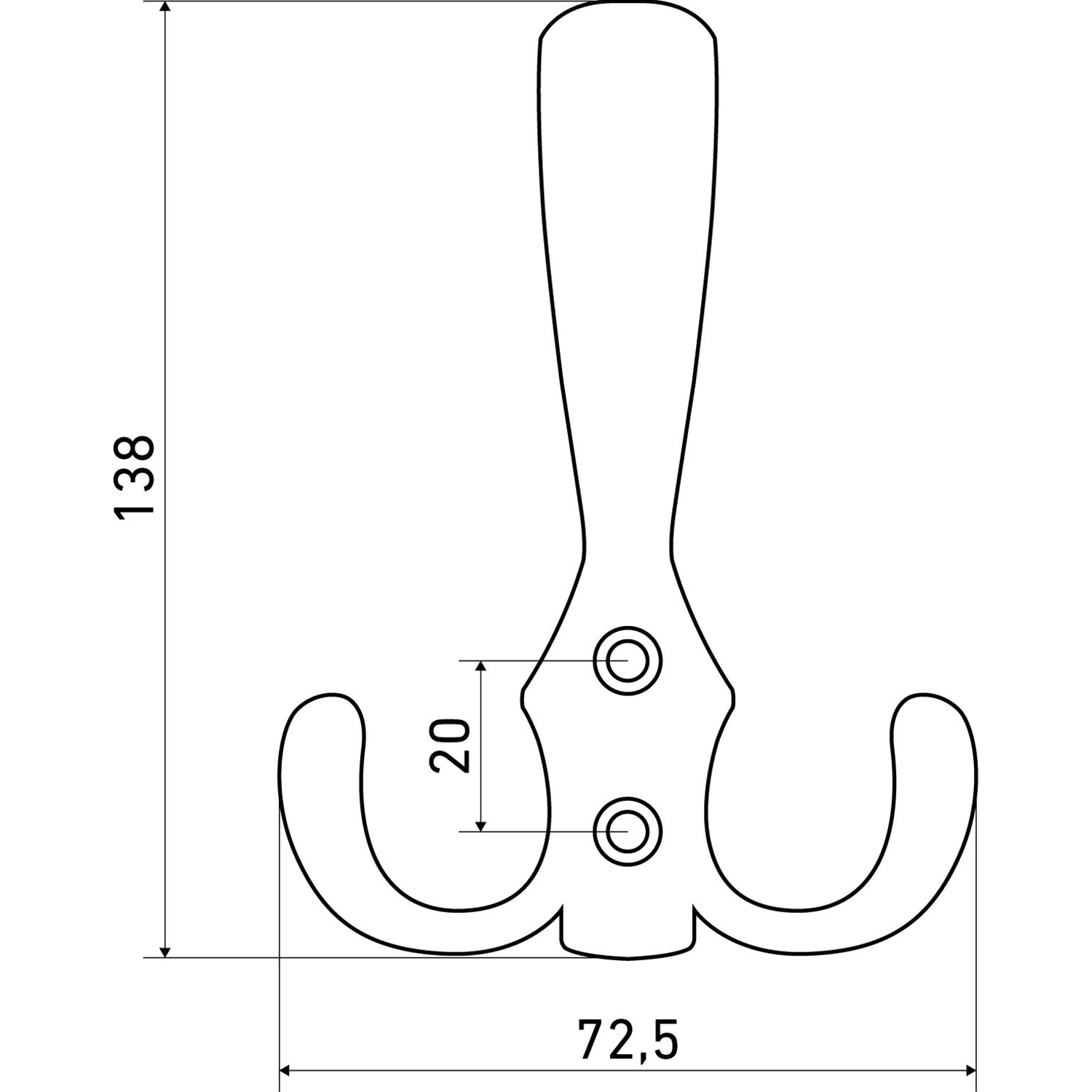 Вешалка настенная УЗК_Крючок трехрожковый СТАНДАРТ 306 А CP (15844),хром - фото 3