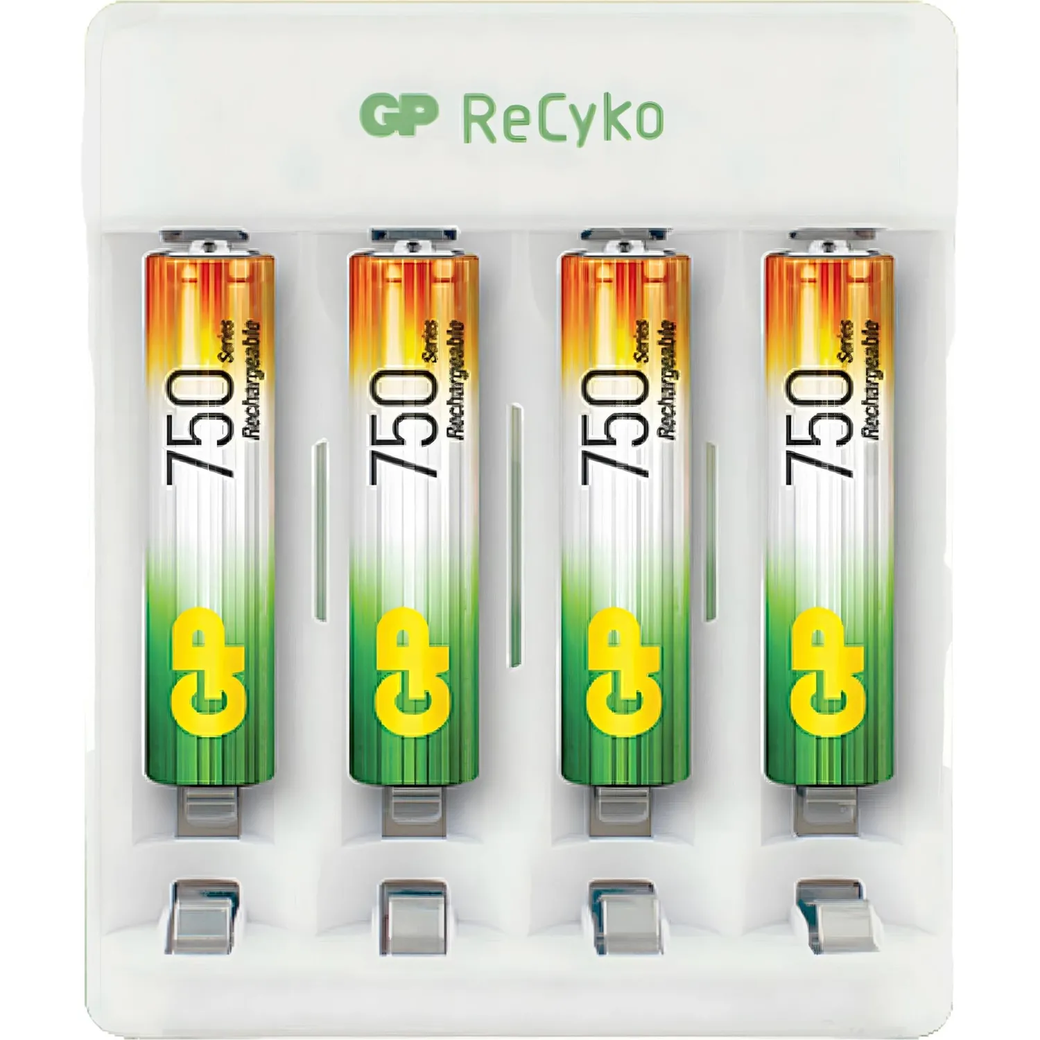 Зарядное устройство GP E411/75AAAHCCS-2CR1, 4 слота + 4 акк. 750 mAh - фото 1