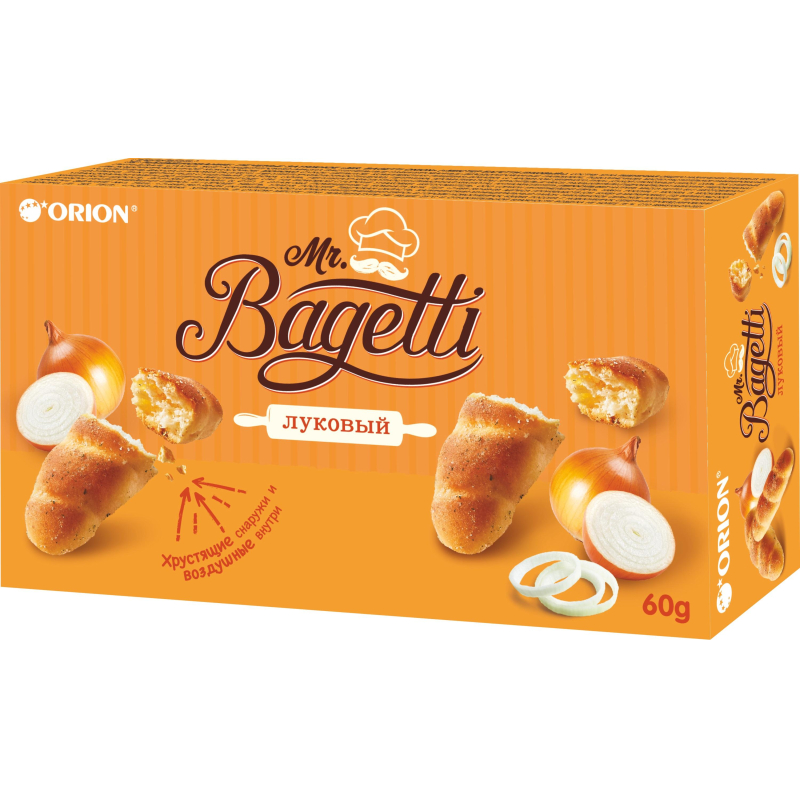 Печенье  MR. BAGETTI ONION затяжное, 60г - фото 1