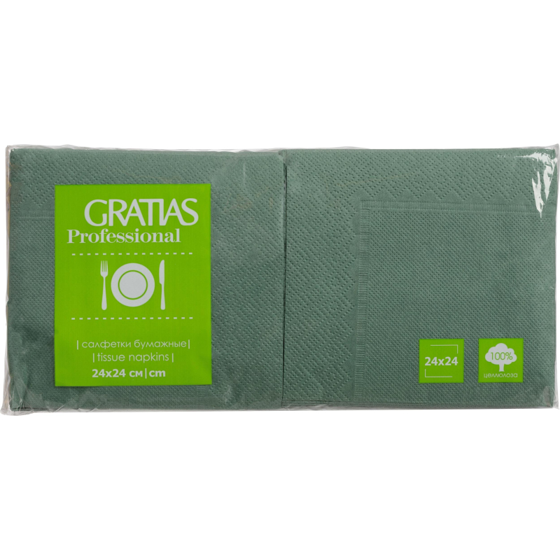 Салфетки бумажные Gratias 2сл 24х24 зеленые 250 шт/уп - фото 6
