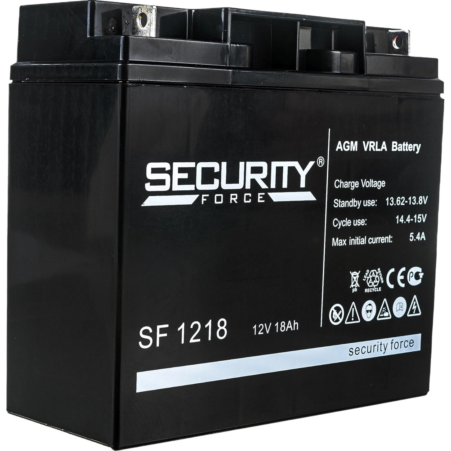 Батарея для ИБП Security Force SF 1218 12В/18, болт М5 (182x76x167мм) - фото 1