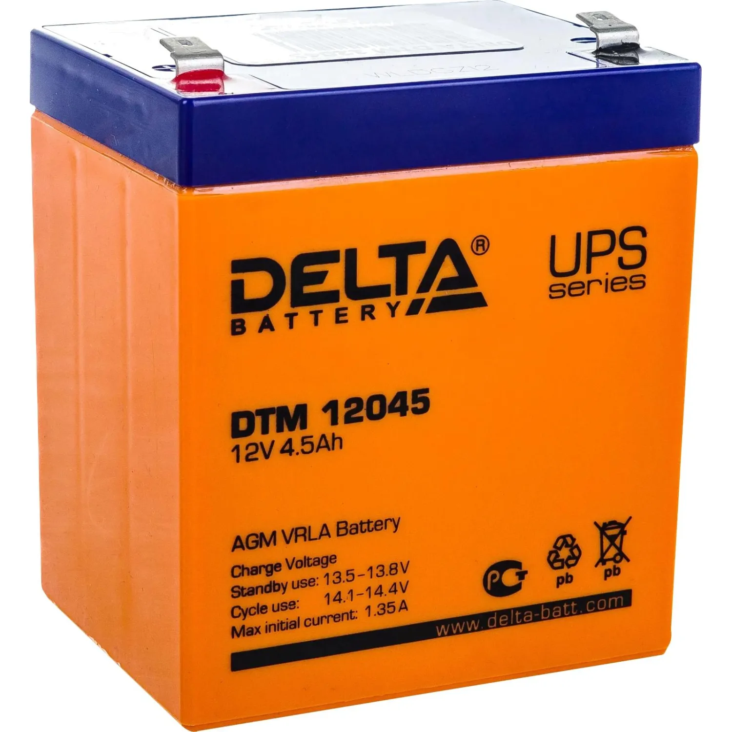 Батарея для ИБП Delta DTM 12045 12В/4.5, F1 (90x70x101мм) - фото 1