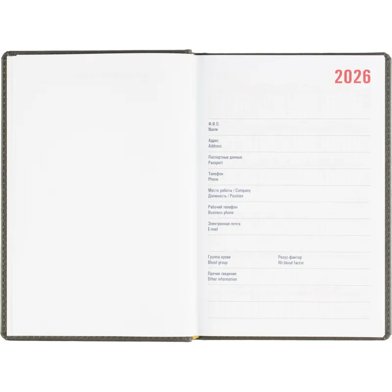 Ежедневник датированный 2026 АТТАСНЕ А5, 180л, 143х210мм, Сиам серый - фото 6