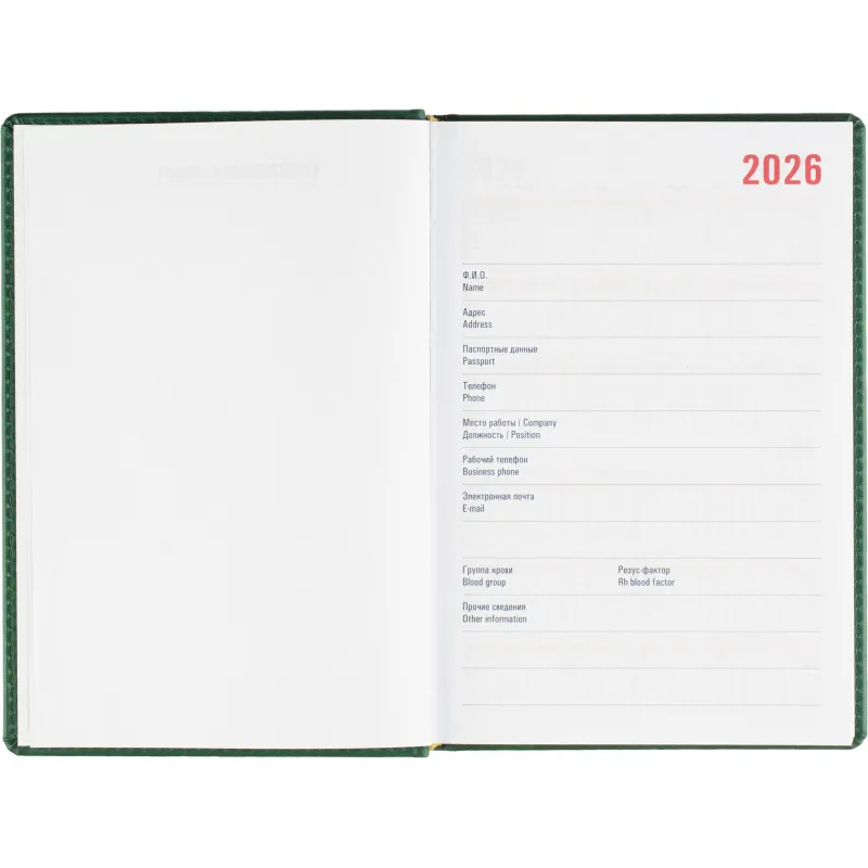 Ежедневник датированный 2026 АТТАСНЕ, А5, 180л, 143х210мм, Сиам зеленый - фото 6