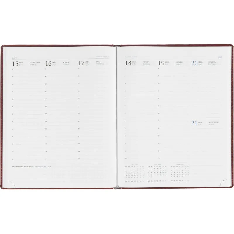 Еженедельник датированный 2026, бордо,А4, 213х265 мм,160 стр,Agenda - фото 14