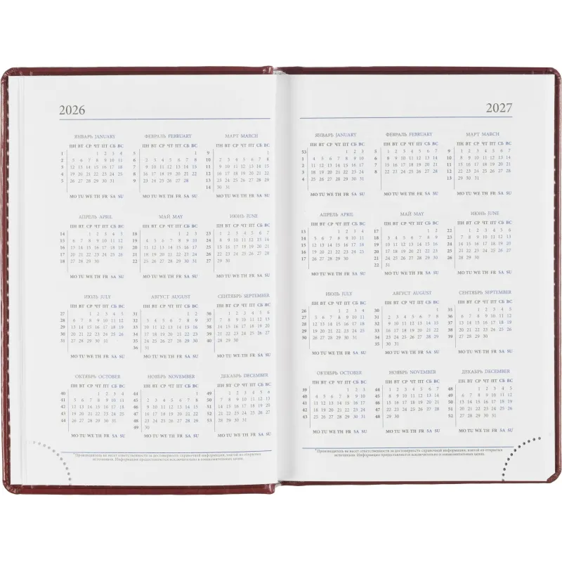 Ежедневник датированный 2026, бордо,А6, 100х150 мм,336 стр,Agenda - фото 7