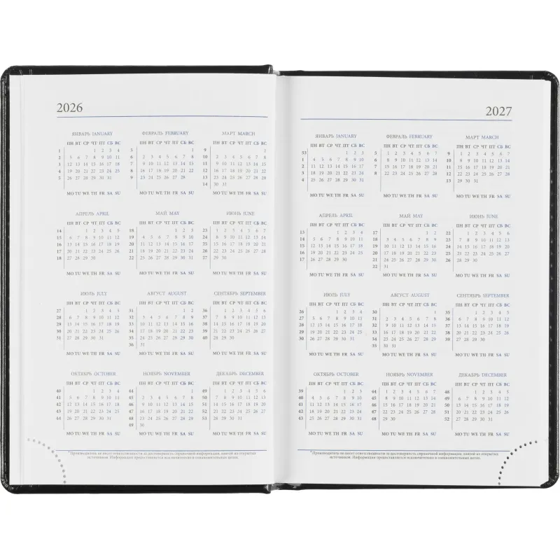 Ежедневник датированный 2026, черный,А6, 100х150 мм,336 стр,Agenda - фото 7