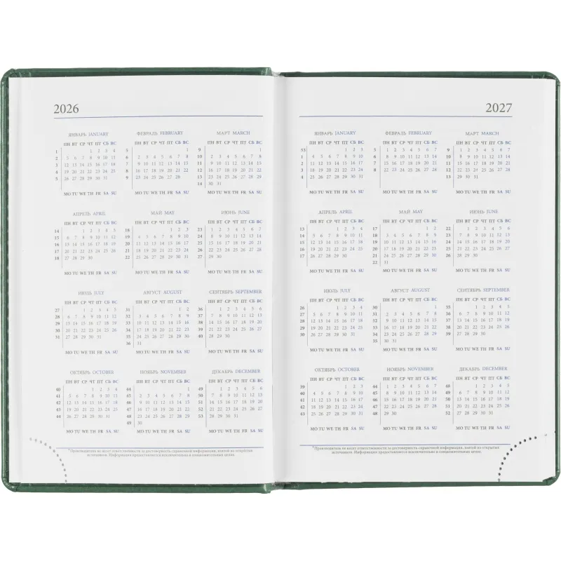 Ежедневник датированный 2026, зеленый,А6, 100х150 мм,336 стр,Agenda - фото 7