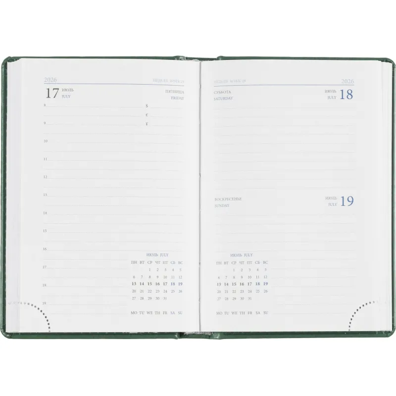 Ежедневник датированный 2026, зеленый,А6, 100х150 мм,336 стр,Agenda - фото 14