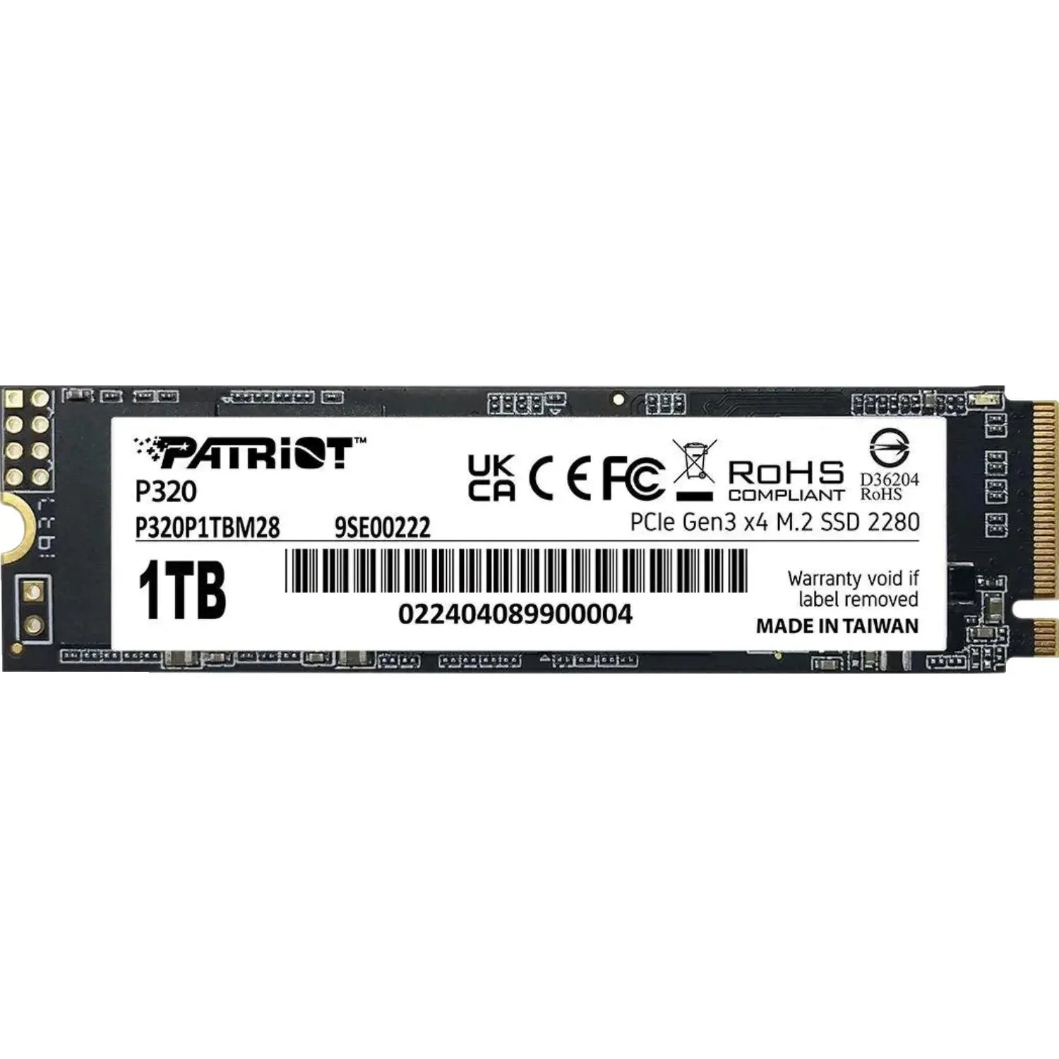 SSD накопитель Patriot P320 1TB M.2 2280 PCIe 3.0 x4(P320P1TBM28) - фото 1
