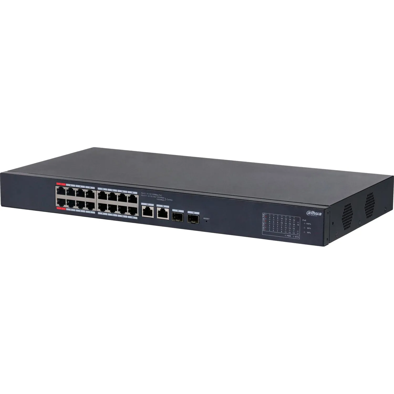 Коммутатор Dahua DH-CS4218-16ET-190 16-портовый PoE L2,обл упр,RJ45,uplink - фото 1