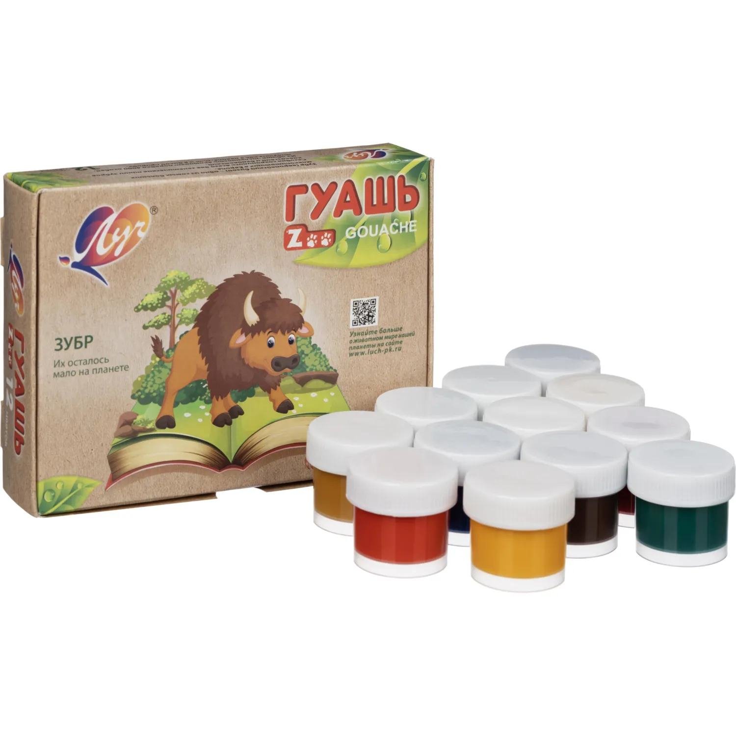 Гуашь 12цв.,Луч Zoo,банка 15 мл - фото 2