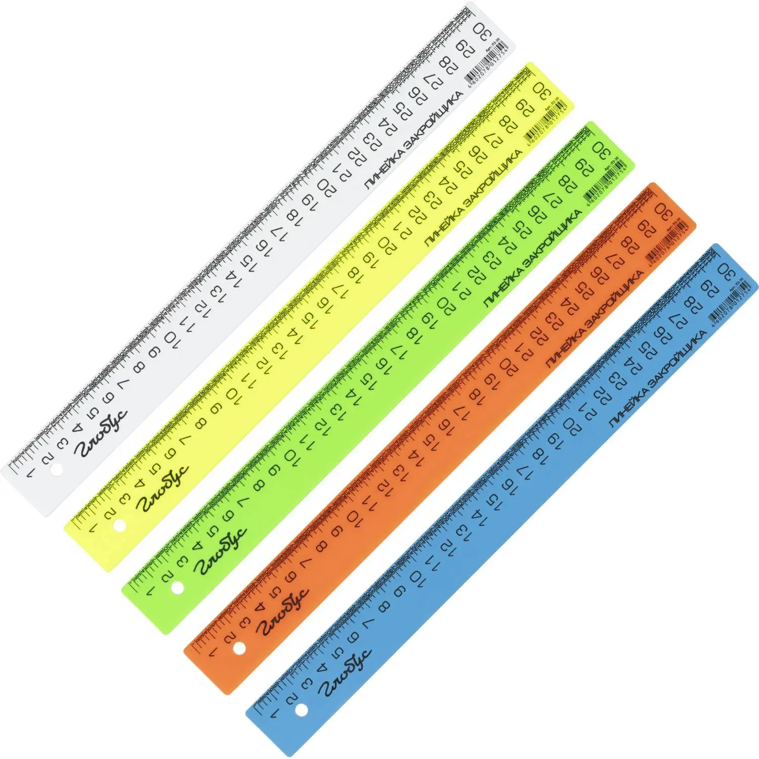 Линейка закройщика 30 см., ассорти, ЛЗ-30 - фото 2