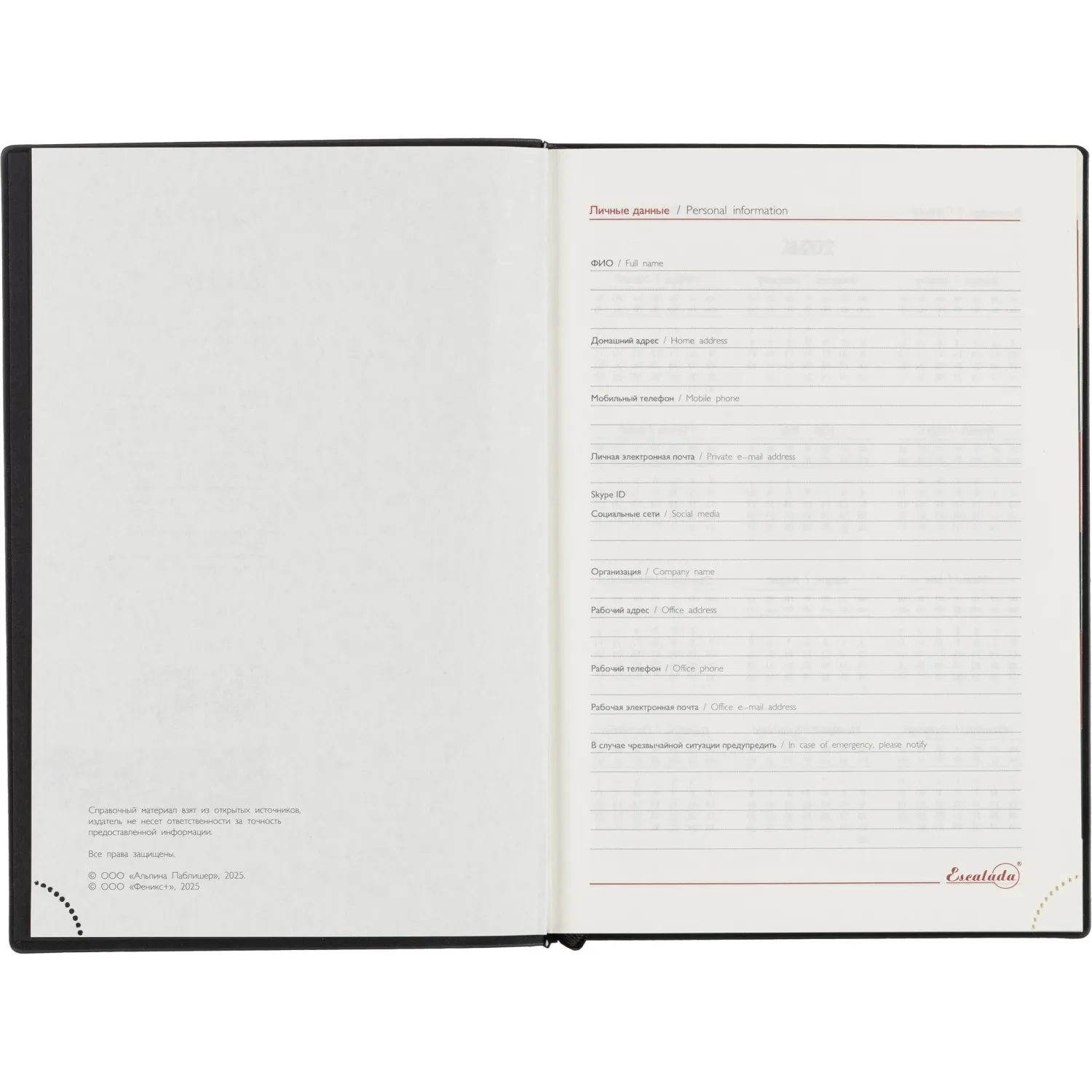 Ежедневник датированный 2026 ESCALADA А5 (146x211мм), 176л, черный 70269 - фото 6