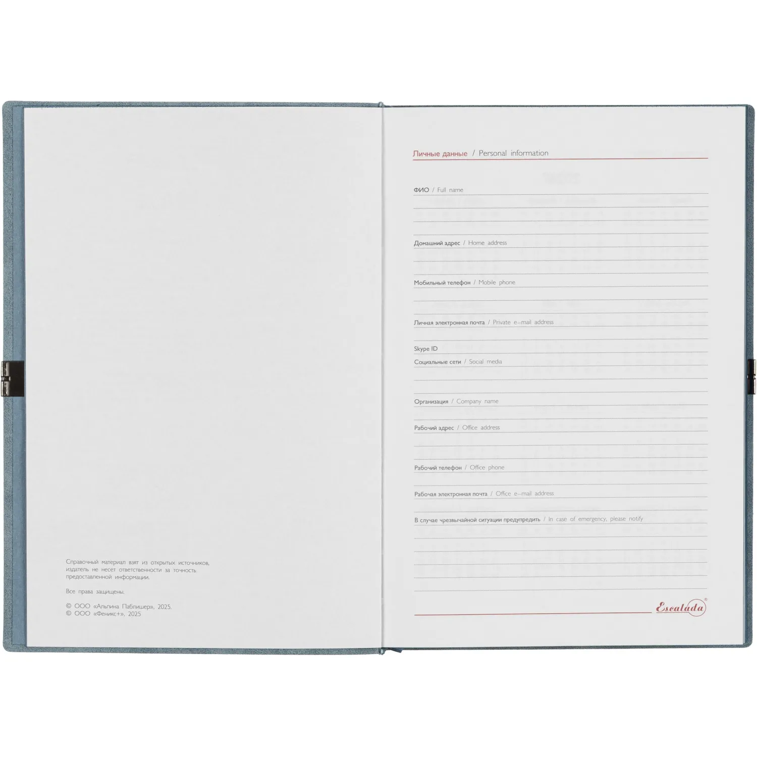 Ежедневник датированный 2026 ESCALADA А5 (146x211мм), 176л, голубой 70277 - фото 6